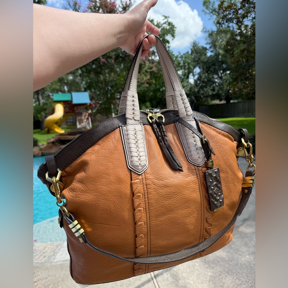 orYANY Cassie Convertible Two-Tone Leather Tote NWOT MSRP $458 with strap